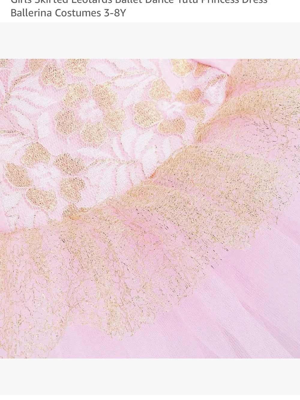 BAOHULU Girls Ballet Tutu Leotard Dress Pink Gold Size M